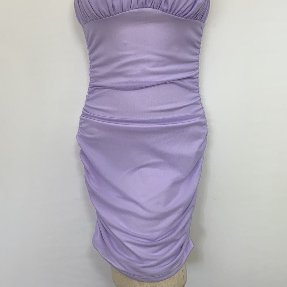 Princess Polly Dress"Penney" Ruched Lilac Mini Dress New With Tag Sz 2 - Picture 4 of 8